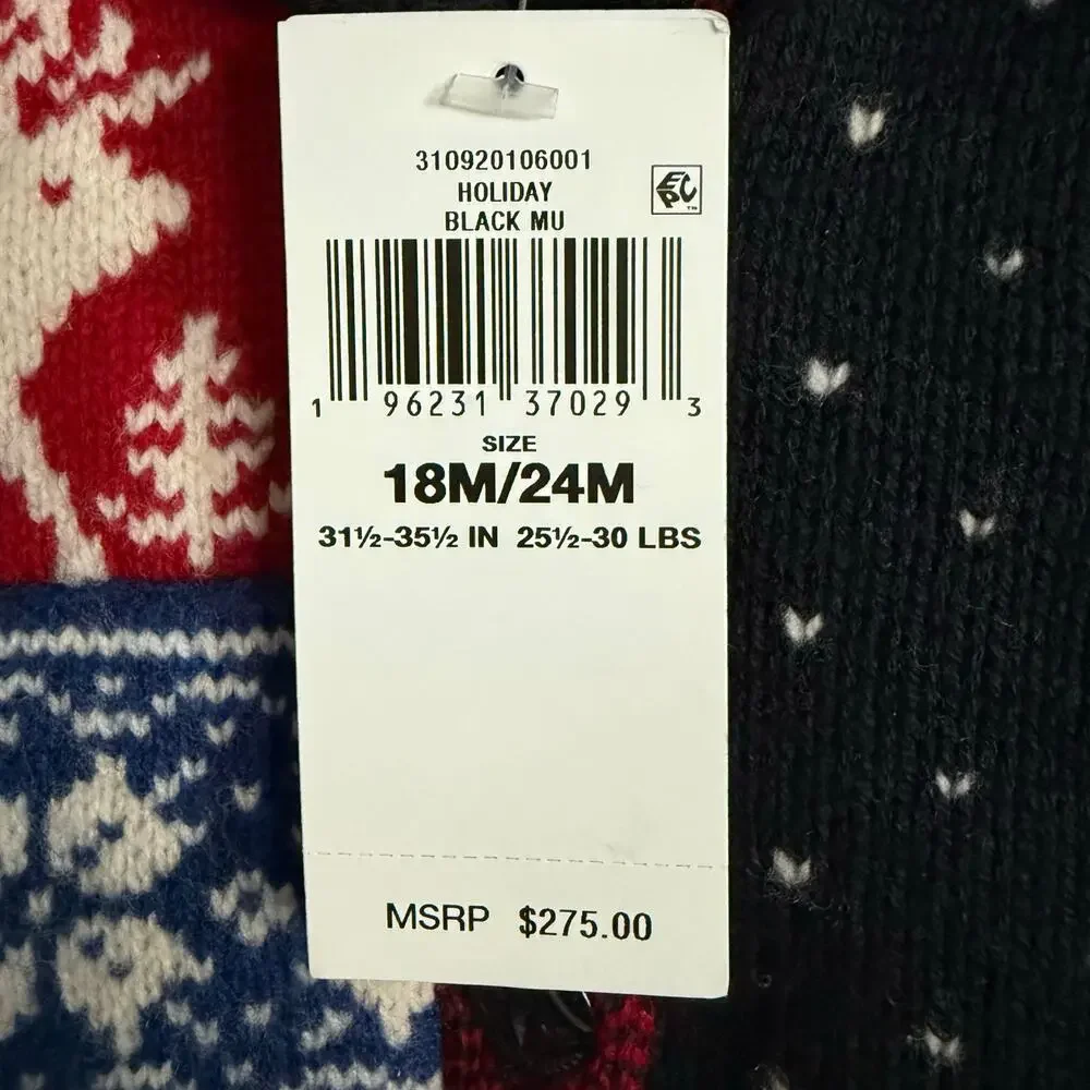 Ralph Lauren Girls Holiday Patchwork Wool Blend Knitted Sweater- Size 18-24mo‎